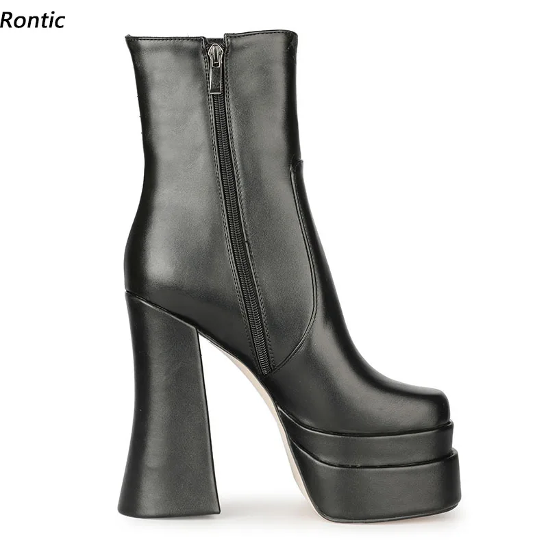 Rontic/2022 godine Trendy ženske zimske čizme na platformu Cipele uniseks Na блочном petu s trga vrhom Elegantne crne večernje cipele Veličine SAD 4-13