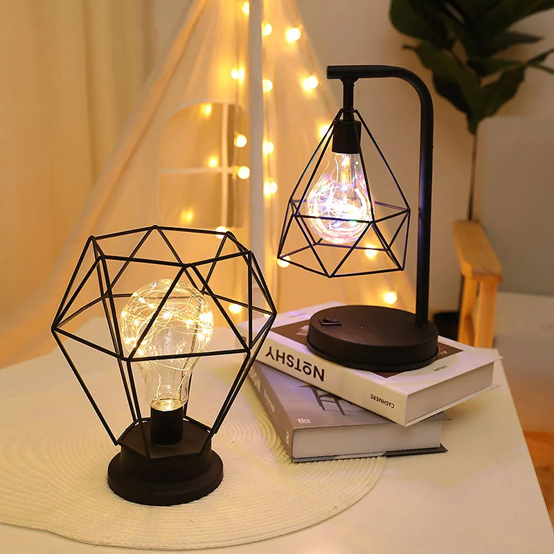 Mali Noćni Led Žarulja Nordic Style Iron Shape Šarene Svjetlo Diamond Light INS Spavaća soba Dsk Lampa