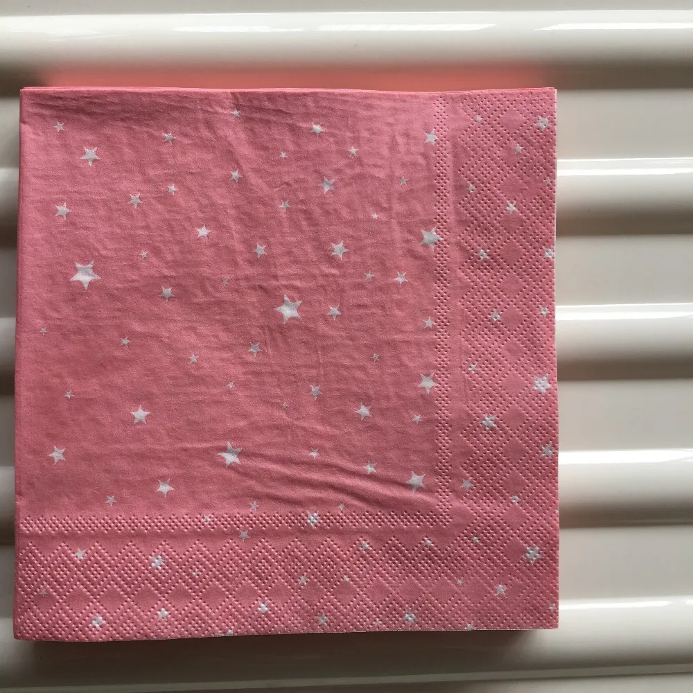 Декупажные maramice papirnate pink salvete sa po cijeloj površini bijele zvijezde vjenčanje elegantne salvete sretan rođendan home dekor maramicu