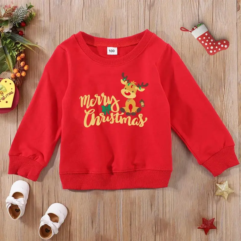 Novi džemper za dječake i djevojčice bez dodavanja baršun, topla moda dječje božićna dječja odjeća, majice