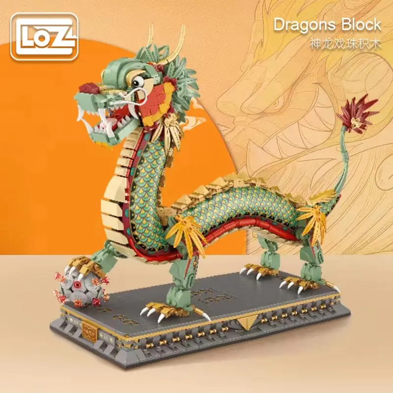 Loz God Dragon Igraće Perle Nacionalna Moda Gradivni Blokovi Kineski Stil Ukras Desktop Model Obrazovne Prikupljene Igračke