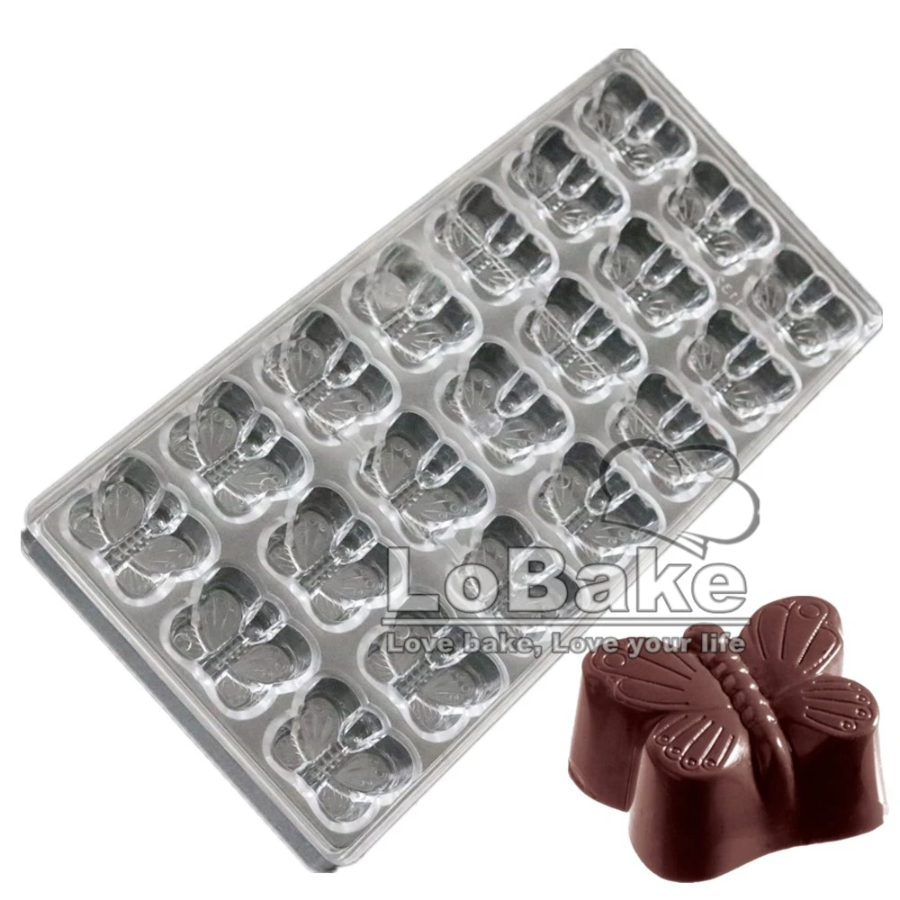 Firma novost 21 šupljine Lijepa leptir oblik PC Polikarbonat plastike čokolada gluposti kockica leda kalupi za pečenje čokolade DIY alata