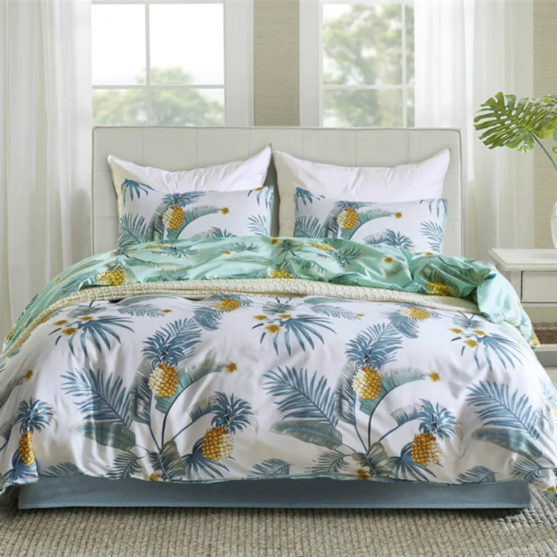 Novi Set posteljine Queen Size 2/3 kom. AB Bočna Jastučnicu Deka Listovi Ananasa Reaktivni Tiskanje Tekstila za domaćinstvo Za Spavaće sobe