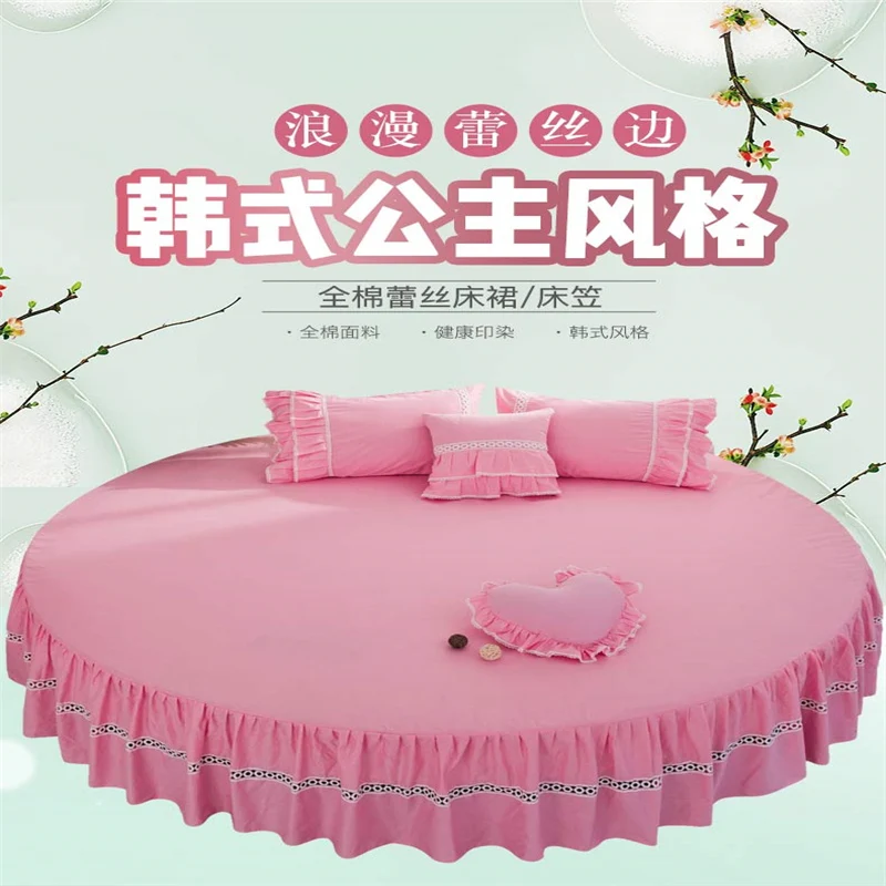2020 nove proizvode, potpuno pamučno okruglo Prekrivač za krevet, u krevetu, Jastučnice, pamuk, 2/3 kom., monotone čipkan posteljina princeza.