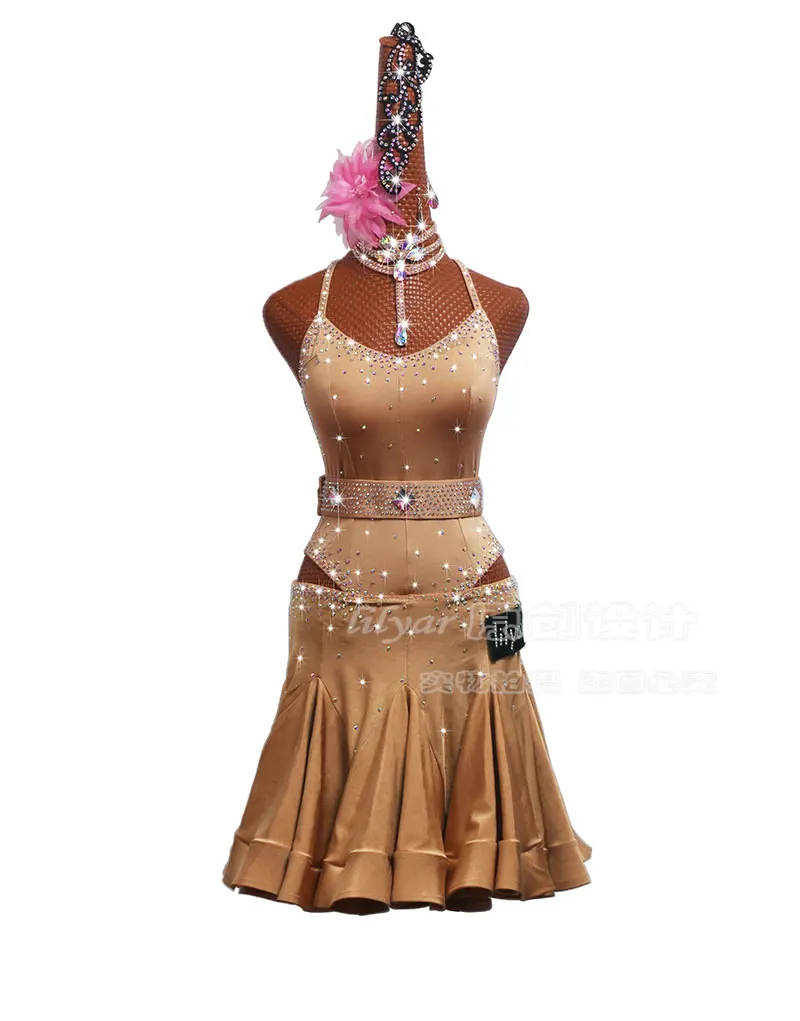 Latinski ples suknja performanse odjeća performanse odjeća za odrasle, djecu, boja kože, gole flash Dijamant рыбья kost suknja haljina