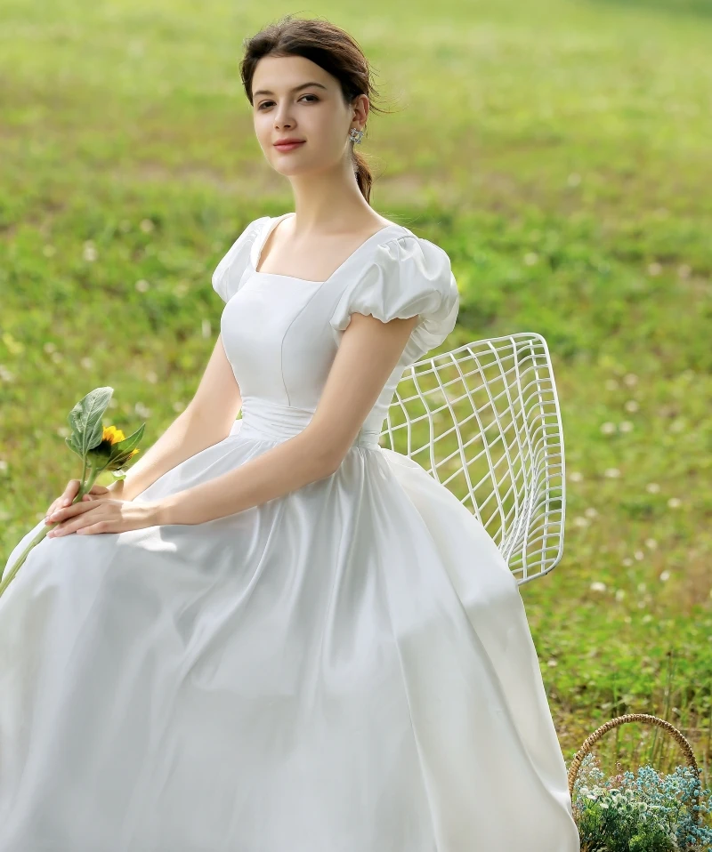 FANWEIMEI#2090 Винтажное Soft атласное jednostavnu vjenčanicu princeze donje vjenčanicu cijena po cjeniku proizvođača PRAVI FOTO