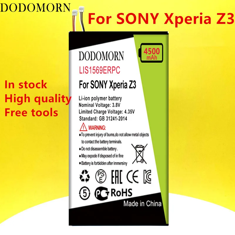 DODOMORN LIS1569ERPC 4500 mah Baterija Za SONY Xperia Z3 Tablete Kompaktni SGP611 SGP621 Pametni telefon Visoke Kvalitete + Broj Za Praćenje