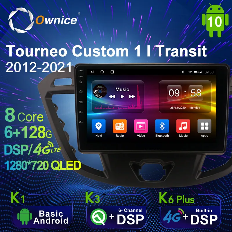 Ownice Uređaj 2 Din za Ford Tourneo Custom 1 I Transit 2012-2021 Android 10,0 Mediji 4G LTE 6G 128G Bez DVD
