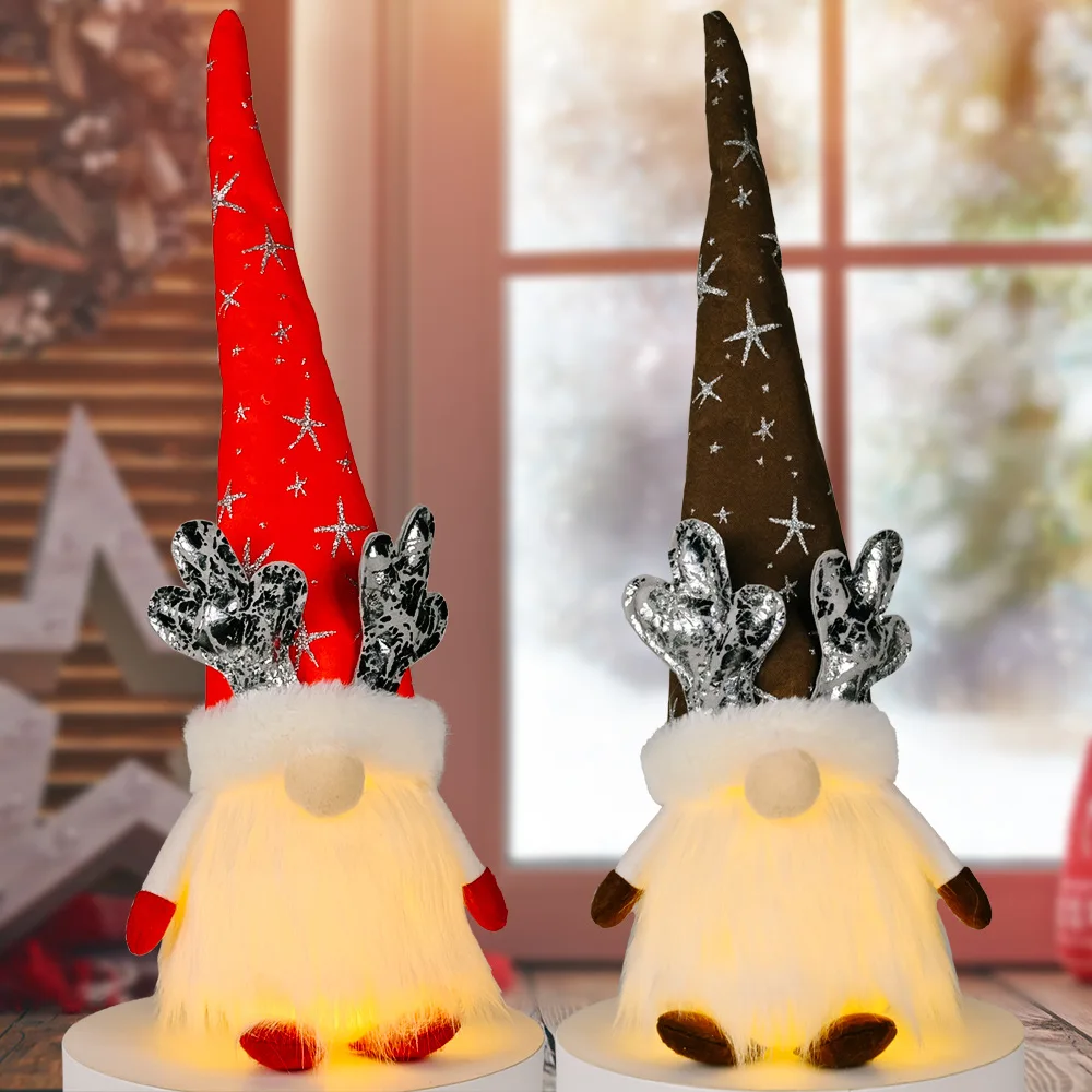 Nove božićne dekoracije dekoracija Božićna svjetla lutka Božićni rog šešir sjajni Rudolf безликая lutka sjedi držanje