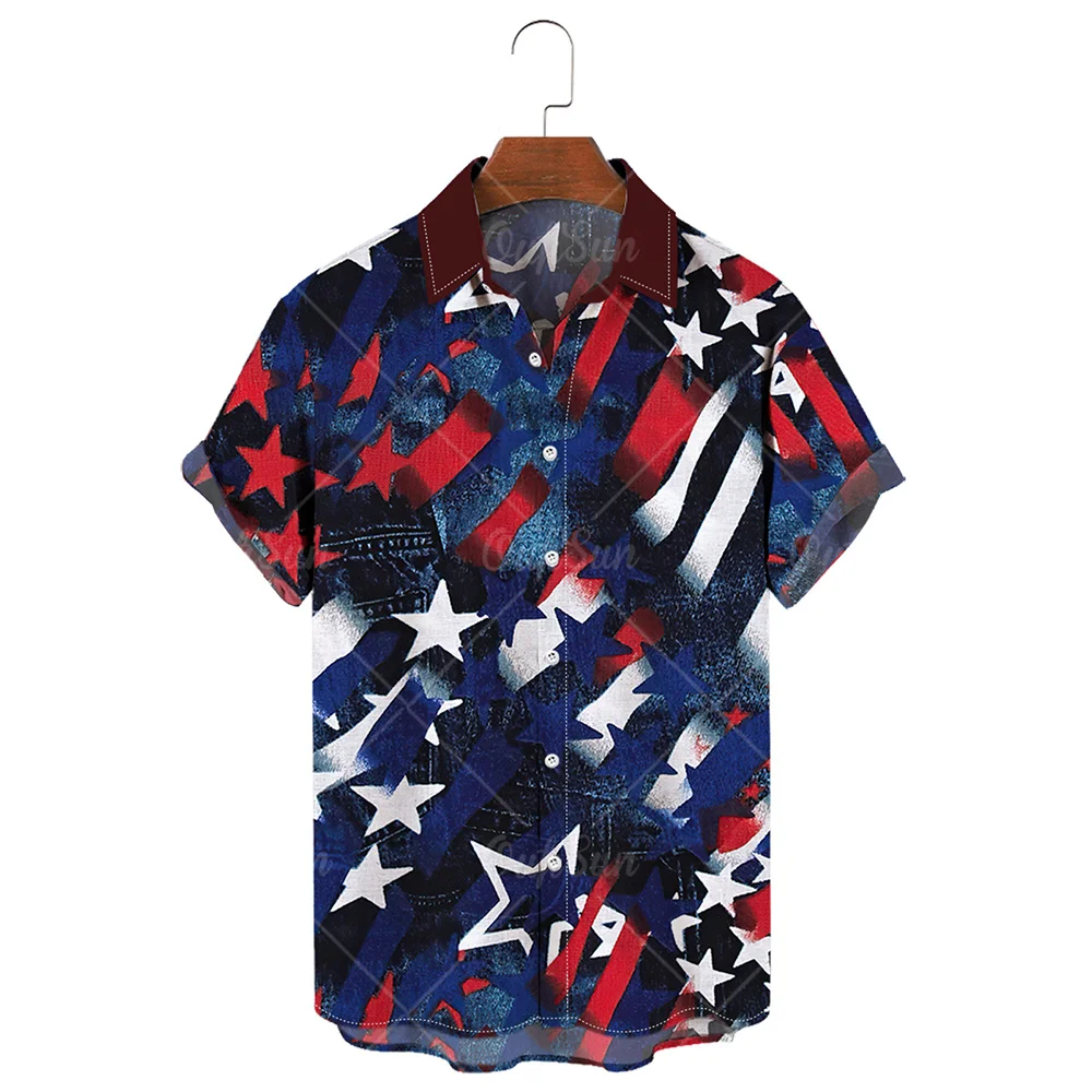 Camisetas casuales personalizadas con estampado de bandera americana, Playa hawaiana, verano, 2022
