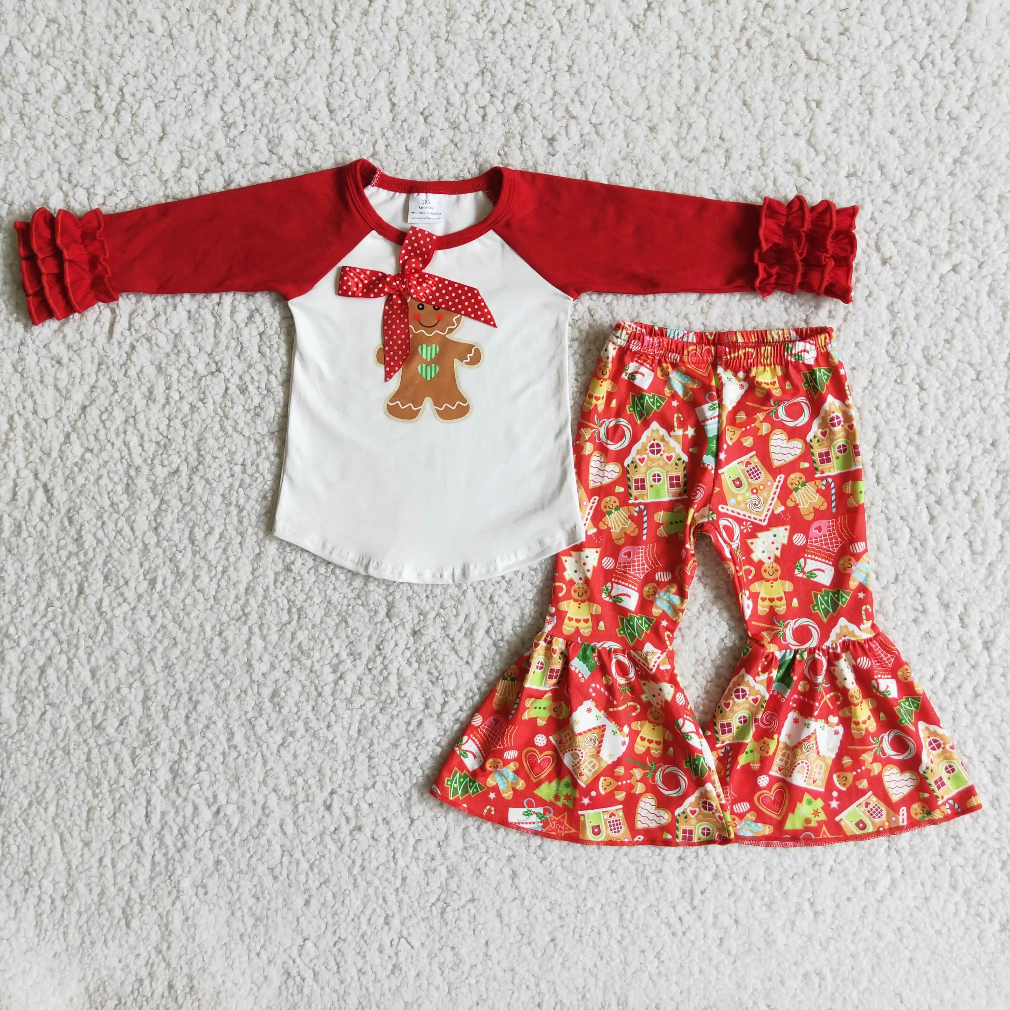 Top s dugim rukavima i po cijeloj površini za djevojčice, iste hlače, komplet od 2 predmeta, jesensko-zimska odjeća za djevojčice, dječji Božićni outfit