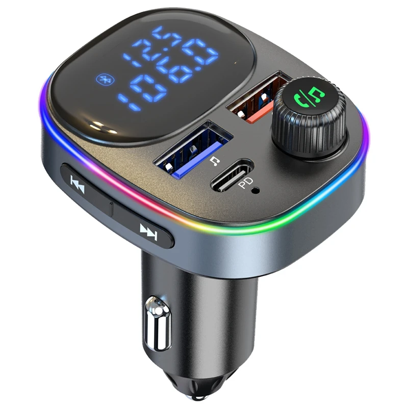 Auto FM predajnik Sa Dual USB Digitalnim Zaslonom PD QC3.0 Brzi Punjač za Automobil MP3 player