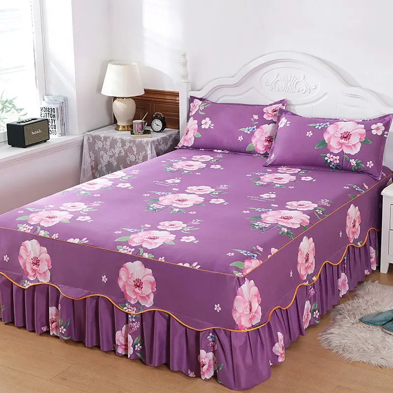 1 kom. elegantni cvjetni suknja kreveta doma vela king size krevet torbica glatka dvokrevetnoj posteljina pamuk krevetu