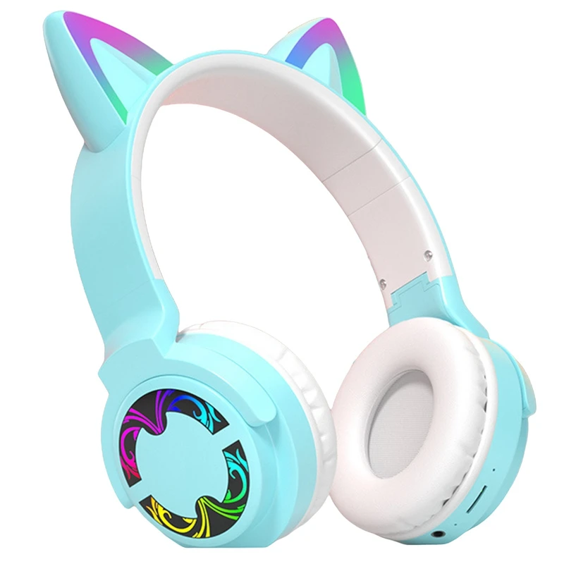 Slušalice s mačka neko Ušima, Bluetooth Slušalice 5.2, u Boji Sklopivi Gaming Slušalice RGB Za Djevojčice