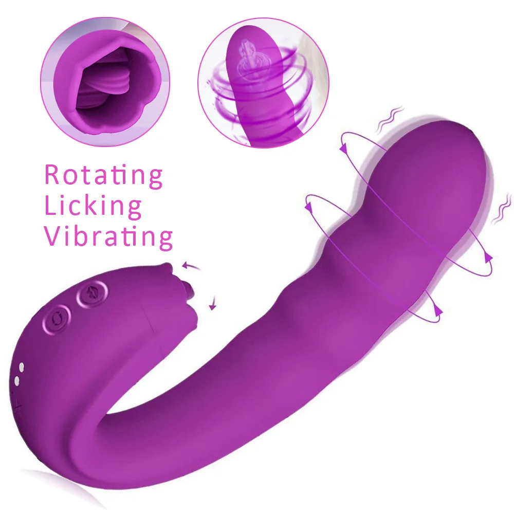 Lizati Klitoris Rotirajući Vibrator G-Točke, 3 U 1 Klitoris Jezik Dildo Vaginalni Vibracioni Stimulans 10 Načina Seks-Igračke Za Žene
