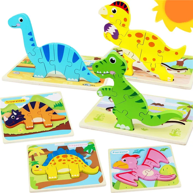 Dinosaur 3D Drvene Puzzle Montessori Dječji Puzzle Edukativne Drvene Igračke Puzzle Igra Montessori Igračke Puzzle Za Djecu
