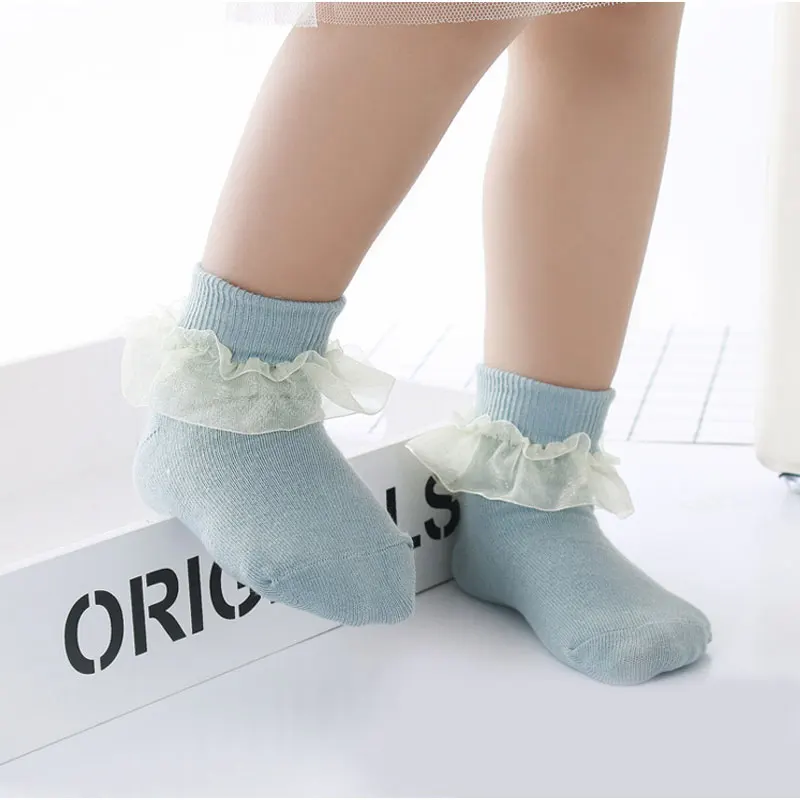 Pamučne Čipke Čarape Princeze Za djevojčice 0-4 godina, Debele i Kratke Čarape za Novorođenčad, Jesen-Zima 2021, Soft Dječje Čarape za bebe