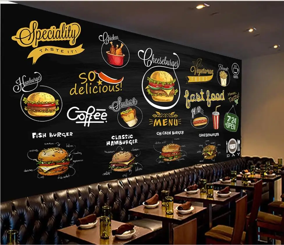 XUESU prilagođenu pozadinu obloge ručno oslikana ploča zapadna hrana je pizza materijal hamburger pozadinski zid