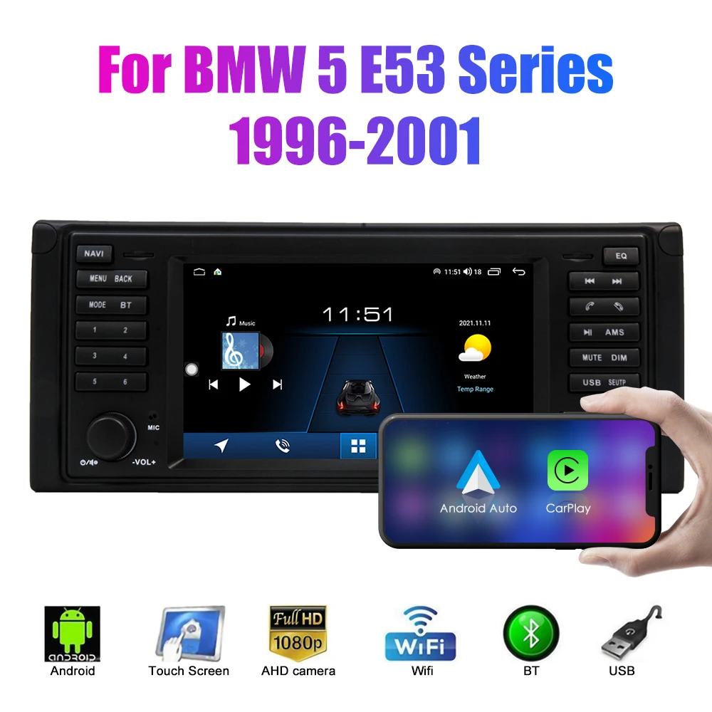 2 Din Android Auto Radio Za BMW serije 5 E53 1996-2001 Auto Stereo Auto Media Video DVD Player, GPS Navigacija Carplay