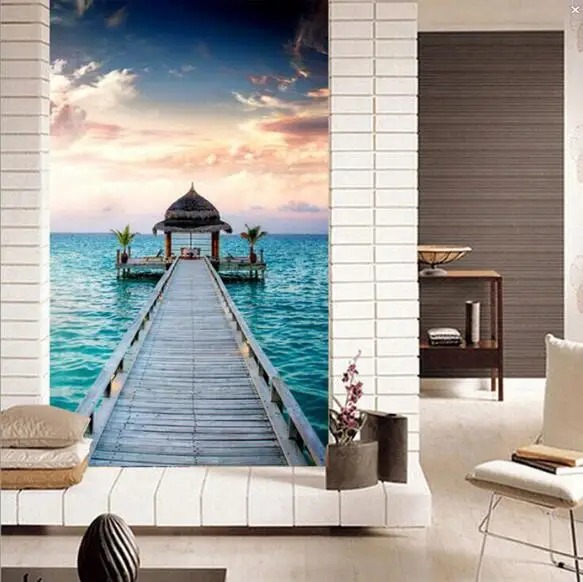 Običaj 3D Desktop Zid Obložen Vodonepropusnim Zidne Naljepnice Freske Ispis Slika Morski Pejzaž