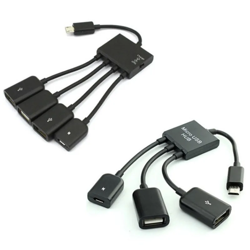 1PC 4-u-1 Micro USB Host OTG kabel za Punjenje Hub Kabel Adapter Razdjelnik Za Android Smartphone i Tablete Crni Kabel 20 cm