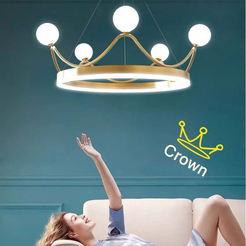 Moderne Dekorativne Viseće Svjetiljke Crown, Vođa Prodaje, 6 Glava, Okrugle Viseće Svjetiljke za Dnevni boravak, Restoran, Spavaće sobe