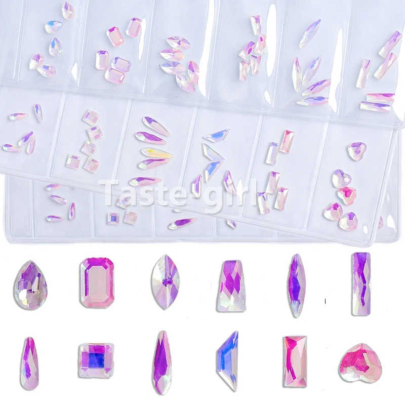 6 Veličina Staklene Rhinestones Crystal AB Male Stražnji Dio Nokte Gorski Kristal 3D Non Hot Fix Nail Art Ukras DIY Pribor Alat
