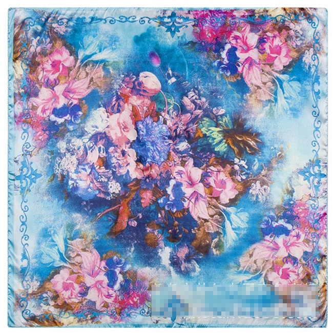 60CM * 60CM apstraktni digitalni cvijeće dama svileni šal