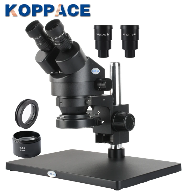 KOPPACE 3.5 X-90X Velika platforma Crna stalak kompasa стереомикроскоп 144 led ring lampa se uključuje 10X i 20X okular