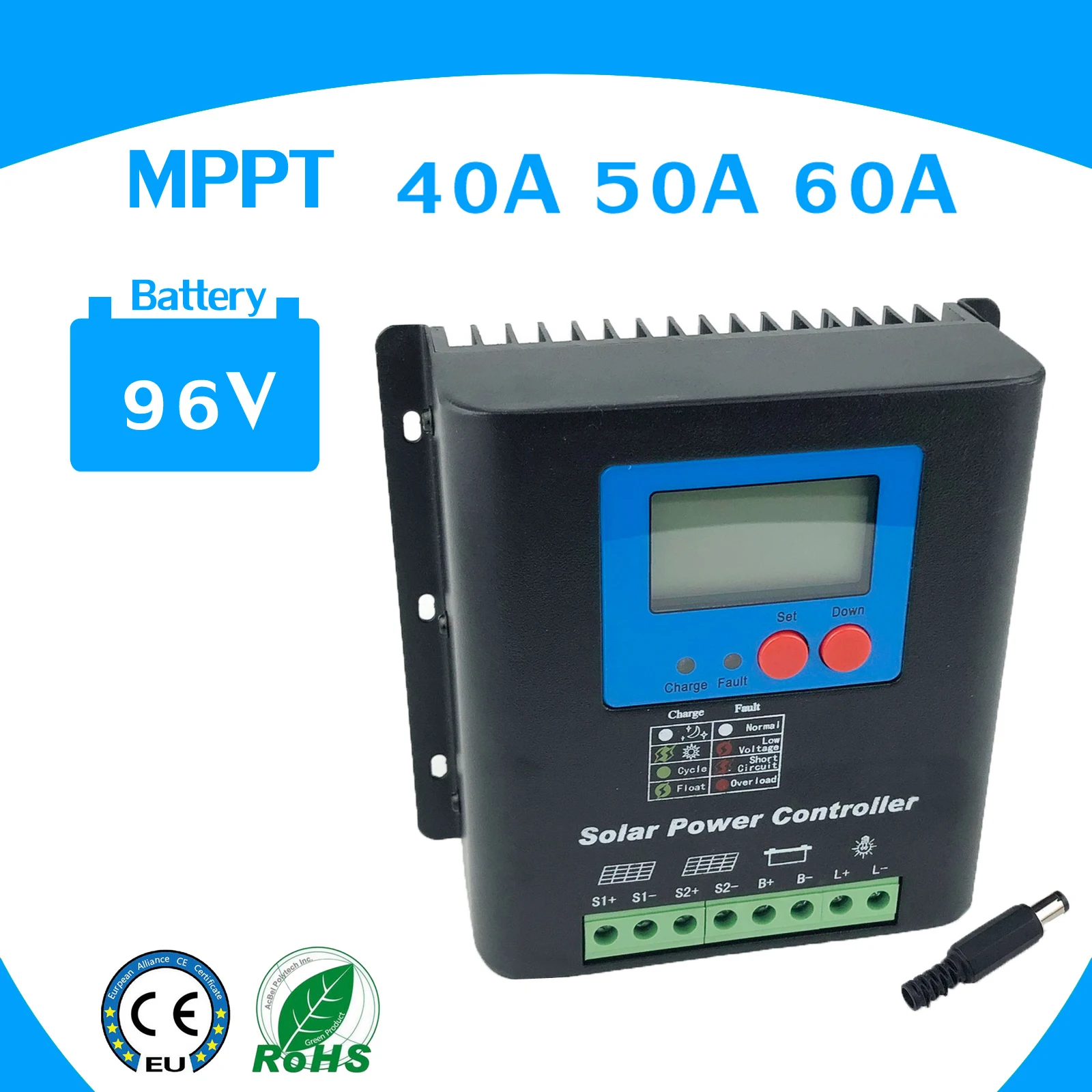 40A 50A 96 MPPT Kontroler punjenja, Za kućnu uporabu 96 Regulator Napunjenosti Baterije 50A za 4800 W Fotonaponskih Solarnih Modula, Led i LCD Zaslon