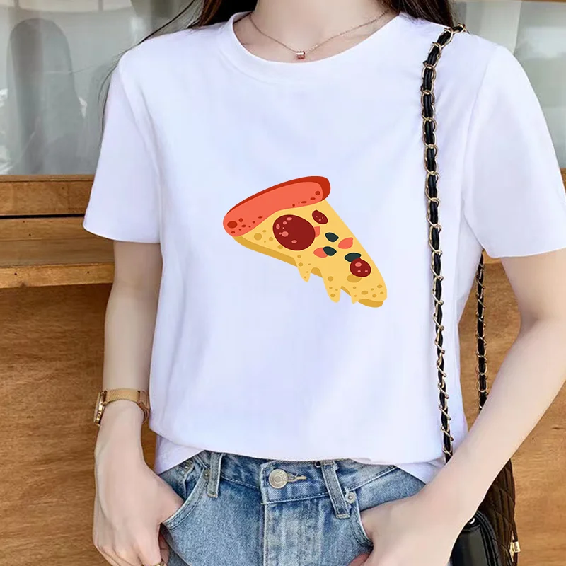 Godišnja Ženska T-Shirt Kratki Rukav Tema Pizza Grafički Print Estetski Slatka Casual Odjeća Vanjska Odjeća, Ženska Majica Za Djevojčice