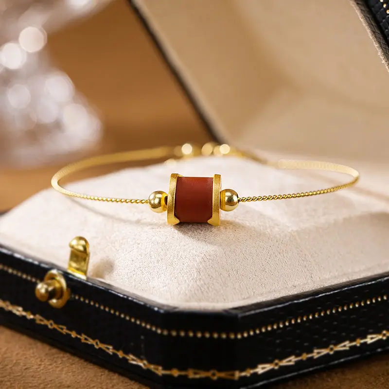 Originalni dizajn optočena južni crveni turmalin cilindar podesiva narukvica individualnost fin luksuzni ženski nakit