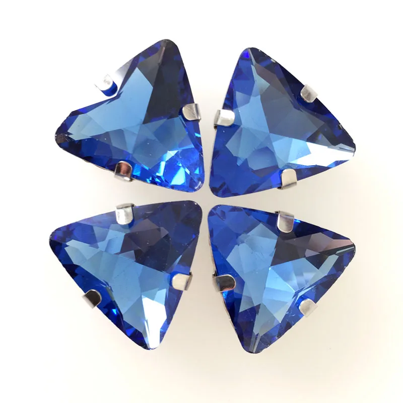 18 mm Trokutasti oblik svijetlo plava Vrhunske kvalitete kristalno staklo zašiti rhinstones 20 kom. Besplatna dostava