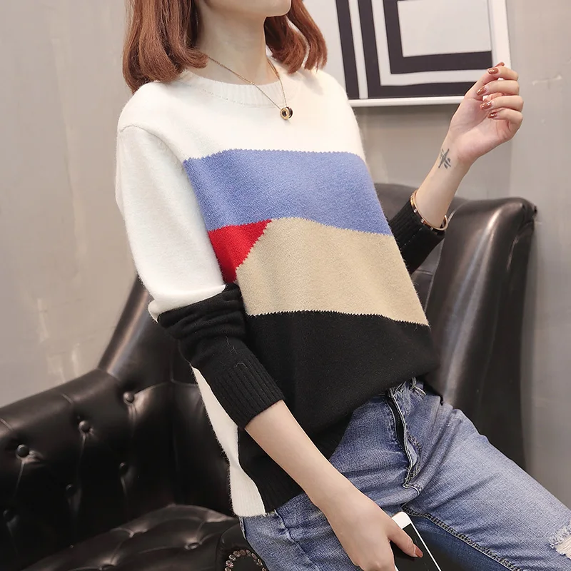 Ženska moda džemper, pulover 8750 (3 soba 9 broj 1) uzmi novi udarac prugasta boji okovratnik ovratnik džemper 49