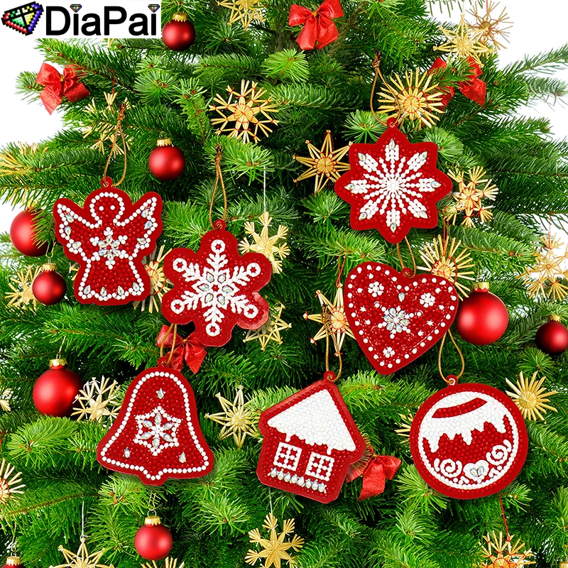 DiaPai 10 kom. DIY Diamond Slikarstvo Božićno Drvce Viseće Bušilice Poseban Oblik Diamond Vez Božićne Dekoracije za Dom