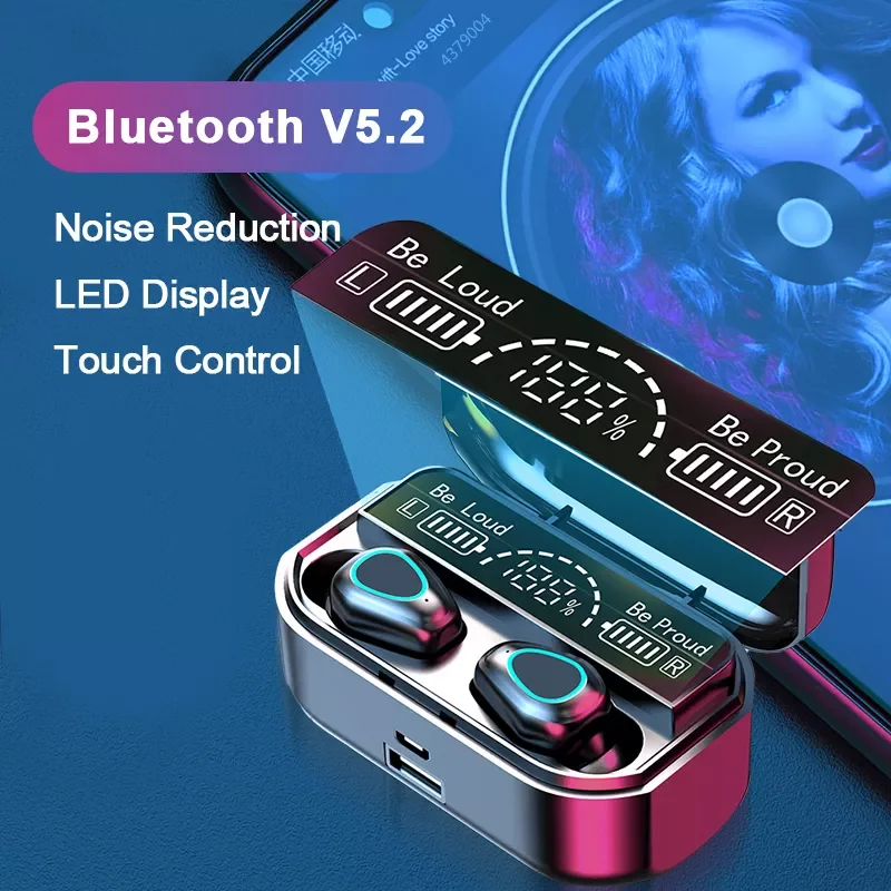 TWS Bluetooth 5,2 Slušalice 3500 mah Punjenje Kutija Bežične Slušalice 9D Stereo Buke Vodootporne Slušalice S Mikrofonom