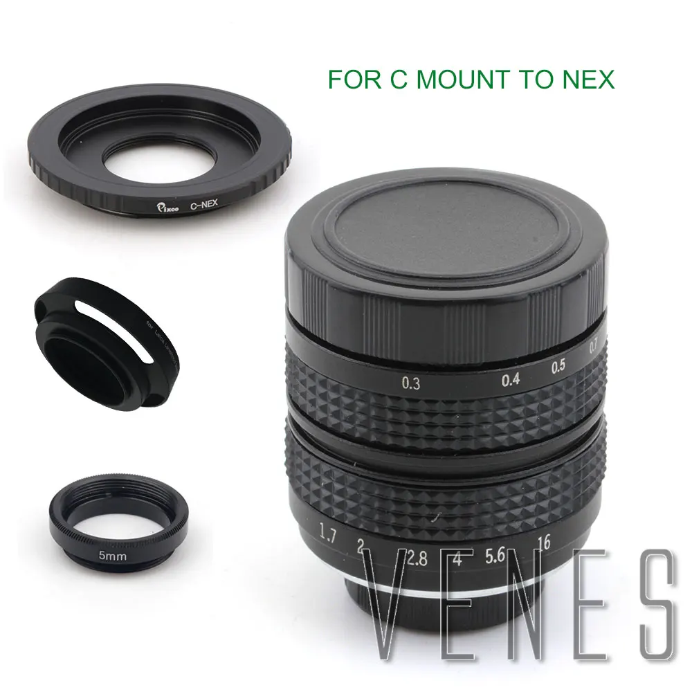 VENES 35 mm f/1.7 CC TV Objektiv za Nikon1 MICRO 4/3 Za Pentax Q Nex Za Fuji FX + Poklopac + Макрокольцо + C nosač za izmjenični kamere