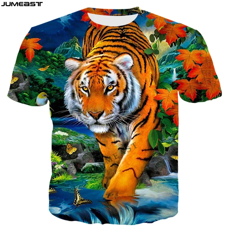 Jumeast Y2k Muška Ženska t-Shirt S 3D Ispis Životinja Tigar U Stilu hip-hop, Funky Majica Kratkih Rukava, Sportski Pulover, Majice, Majice