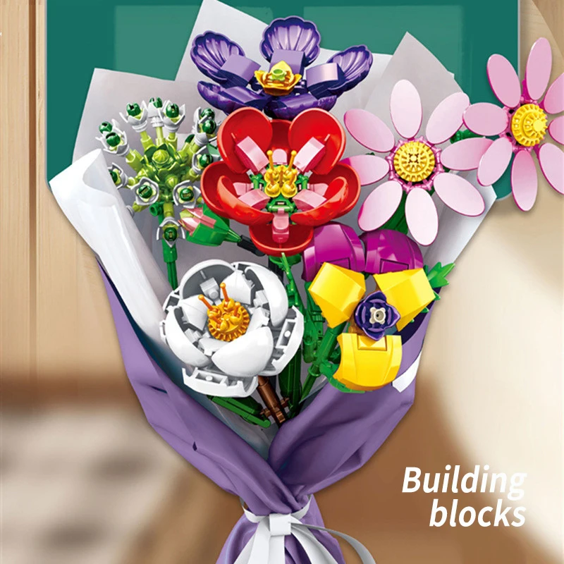 Cvijet Gradivni Blokovi Poklon Za Djevojčice Montaže Modela Mini Cigle Diy Mali Igračka Edukativne Dječje Građevinske Igre