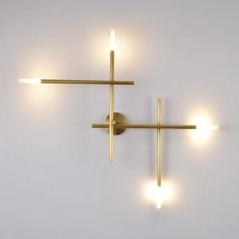 Skandinavski Dizajn Luksuzni Bakar Zidne Lampe Cross Line Led Za Prolaz Spavaća Soba Dnevni Boravak Bra Home Dekor Unutarnja Rasvjeta Svjetiljke