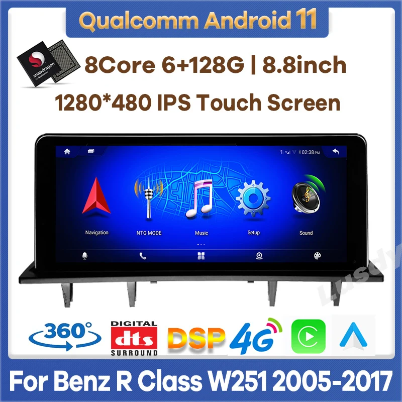 Qualcomm 6 + 128 g Android 11 Auto video Player za Mercedes Benz R Class W251 2005-2017 Auto Radio Stereo CarPlay Ekran i Glavna Jedinica