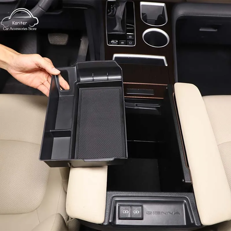 Za Toyota Sienna 2021 2022 ABS Crna Središnji naslon za ruku za Upravljanje Kutija Za Pohranu Kutija Za čuvanje Novca Ladica Za Mobilni Telefon Auto Oprema