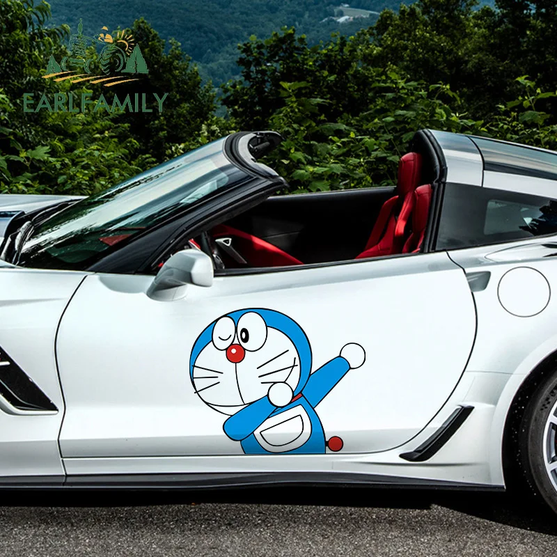 EARLFAMILY 43 cm x 35,7 cm Za Doraemon Vinil Materijal Tanka Naljepnica Moto Auto Naljepnice Окклюзия Ogrebotine Dekor Vjetrobranskog Stakla