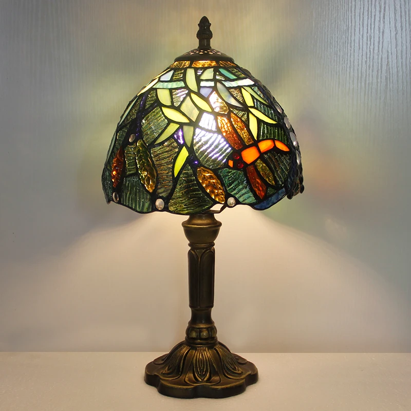 vintage lampe za čitanje u spavaćoj sobi, paun, dragonfly, sok od grožđa, dizajn, stakleni abažur tiffany, domaći luksuzni ukras za sobu, 14 