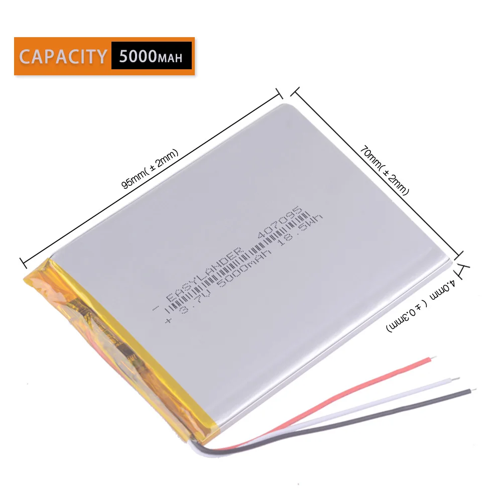 3 žice 3,7 5000 mah (polymer li-ion baterija) Litij-ionska baterija za tabletima od 7 inča MP3 MP4 [407095] zamjena velikog kapaciteta