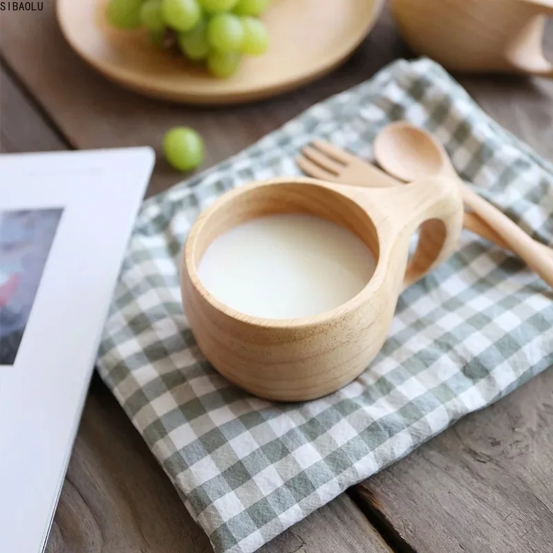 Japanski Stil Prirodni Džem Drvena Šalica Primitivni Ručno Prave Smreke Drvena Šalica Za Doručak Pivo Mlijeko Posuđe Za Piće Šalica Zelenog Čaja