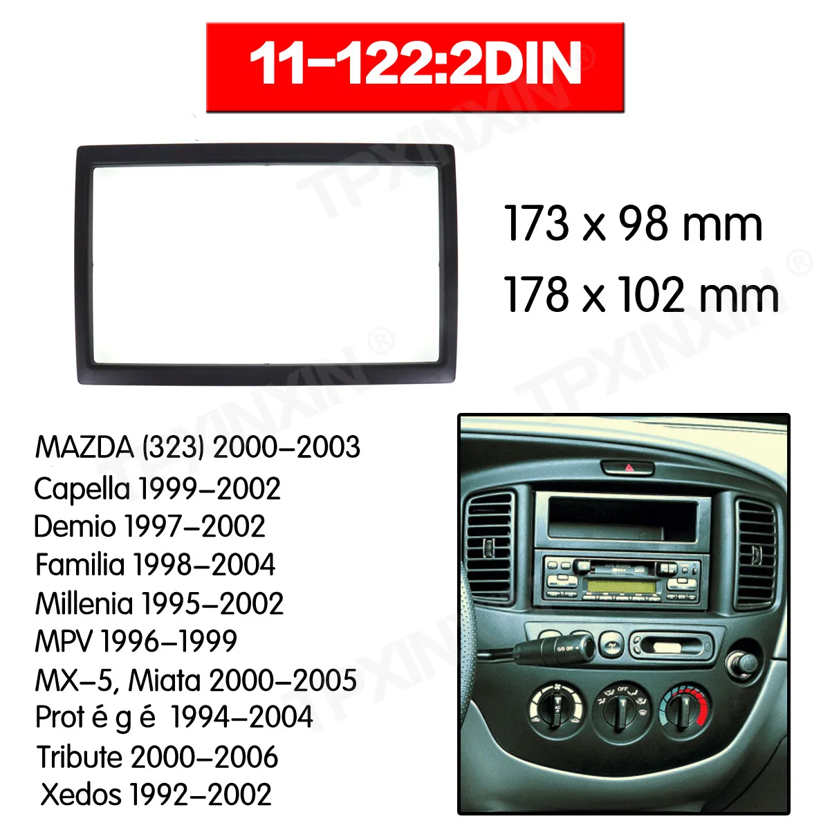 Auto radio Okvir Traka Auto Radio Stereo Opšav Za Obitelj Mazda 1998-2004 Kontrolna Ploča Prijelazna Ploča za Pričvršćenje Obloge Postavlja Okvir Adapter