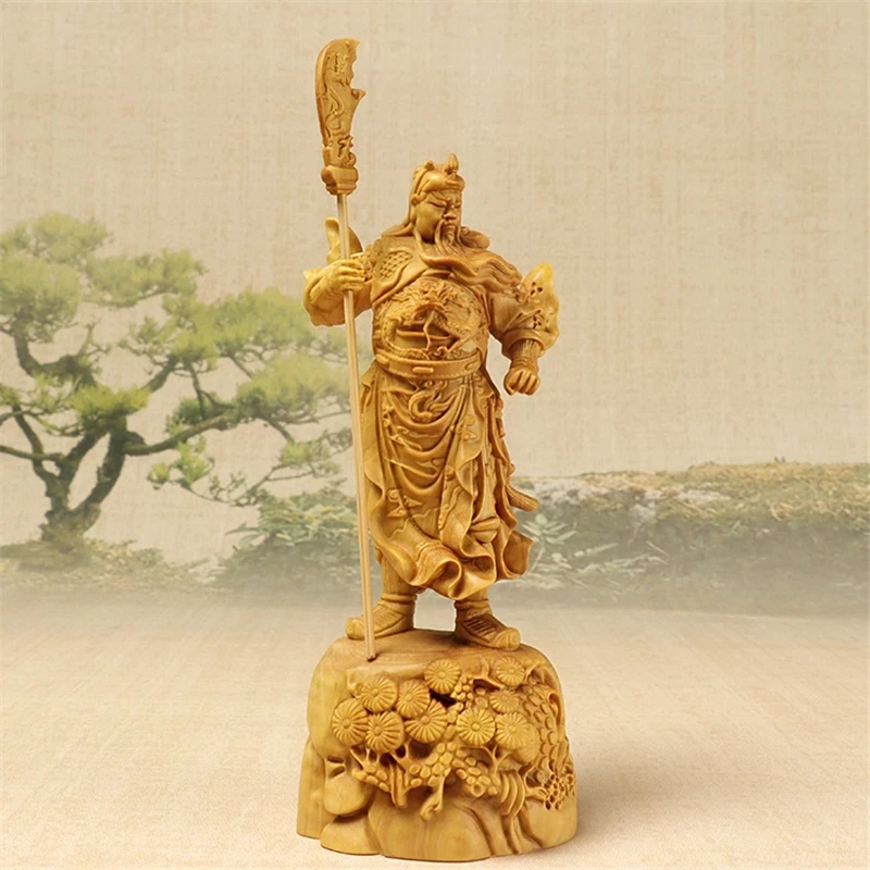 18 CM guan gong drvene Figurice Ručni Navoja Skupljati Bogatstvo Bog Guan yu Skulptura na Poklon Drveni Kip Ukras Kuće