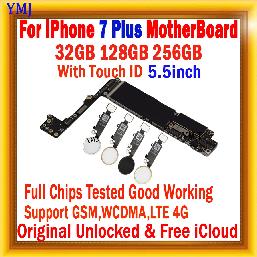 100% Otključan iPhone Za 7 Plus 7 P Matična ploča s punim čipovima Bez Touch ID Matična ploča 32 gb, 128 Gb i 256 GB Logičke Naknade Neto iCloud