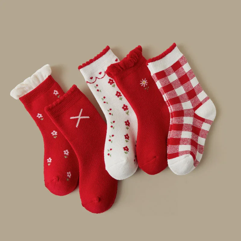 5 kom., zimske božićne čarape za malu djecu, udobne pamučne topla čarape s likovima iz crtića, Čarape za Djevojčice i Dječake odjeća, Pribor